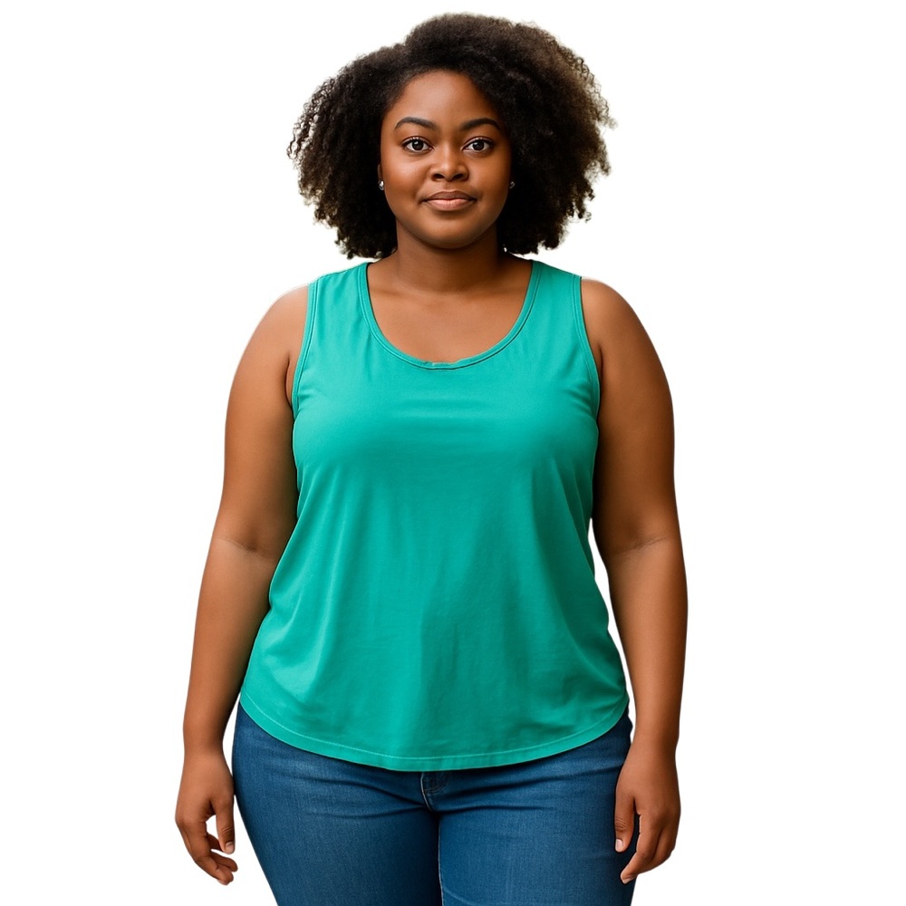 Jessica London Green Fitted Sleeveless Tank Top